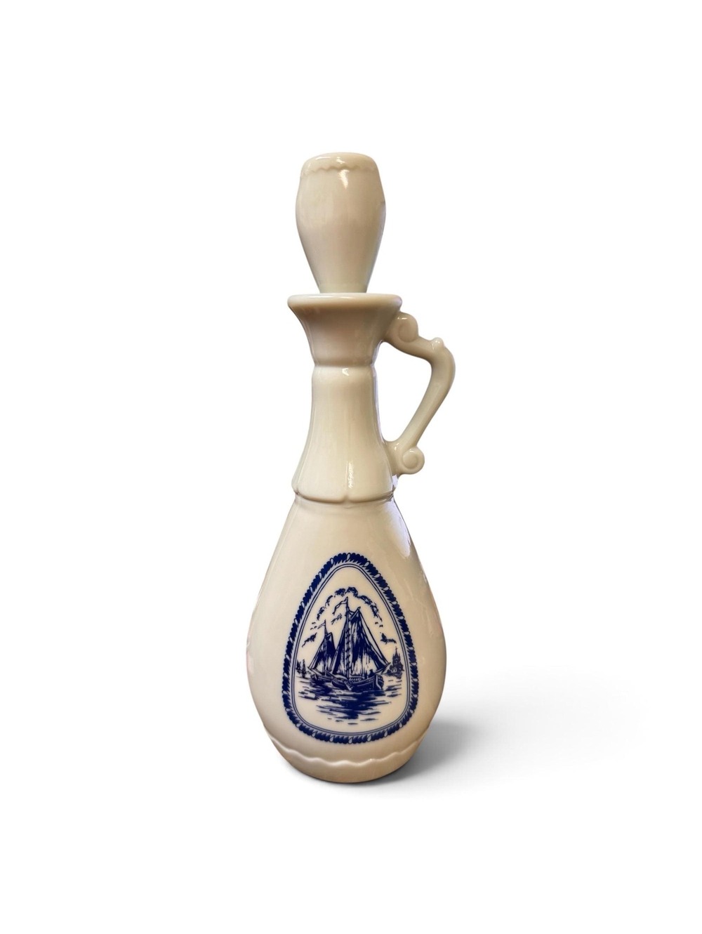 Vintage 1963 Jim Beam Opaque Glass  Delft Blue Decanter